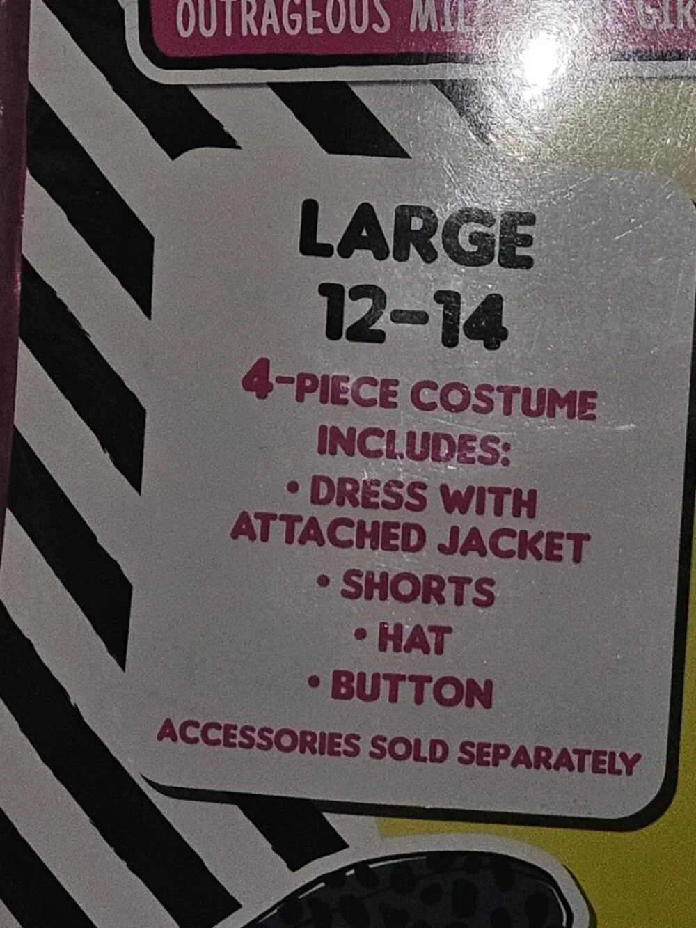 L.O.L. Surprise O.M.G. Neonlicious Costume Size Large 12-14 Complete 4-Pieces
